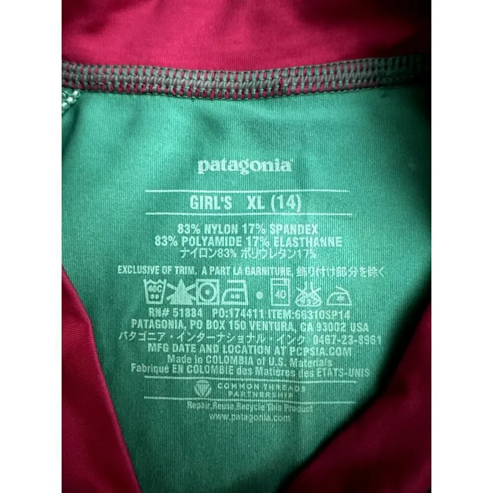 Patagonia girls swim rash guard top size 14
